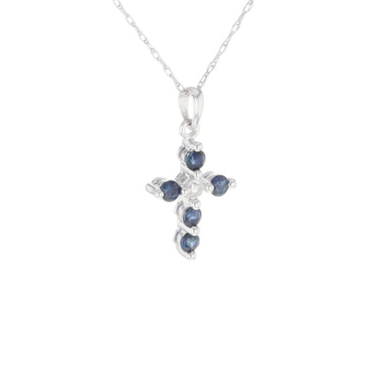Small Blue Sapphire Cross Pendant