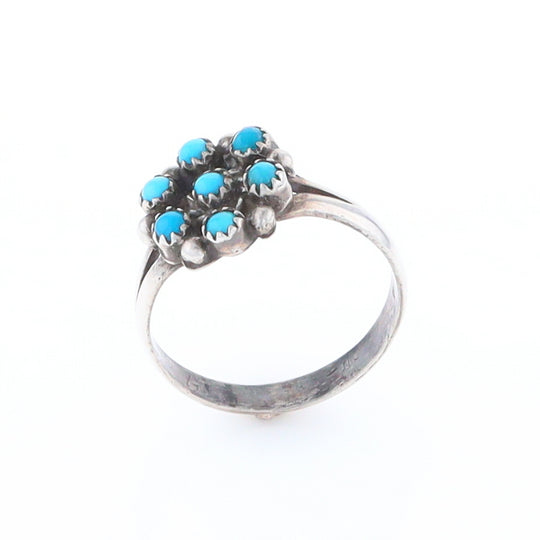 Round Turquoise Cluster Ring