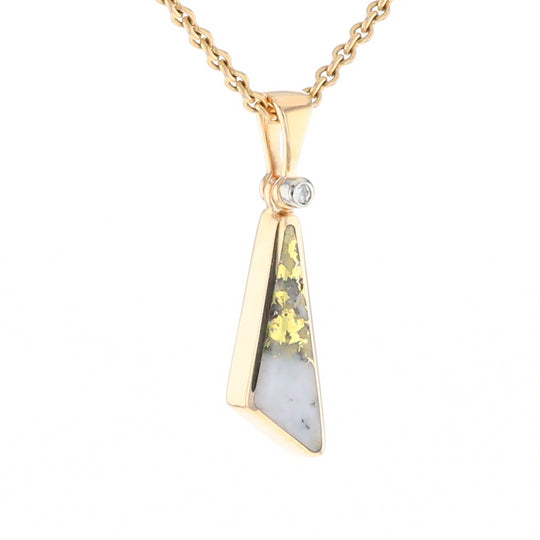 Triangular Gold Quartz Pendant - G2