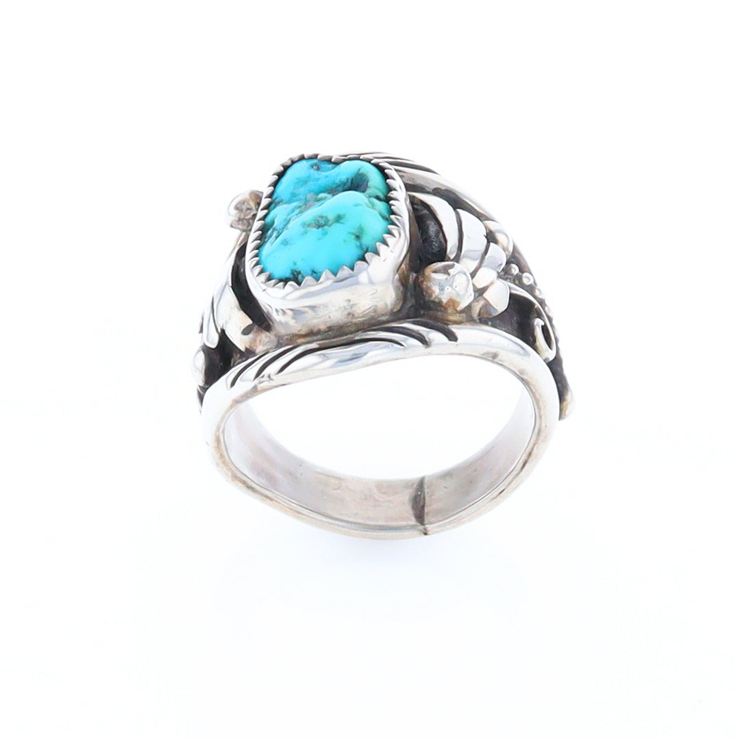 Navajo Turquoise and Feather Design Ring