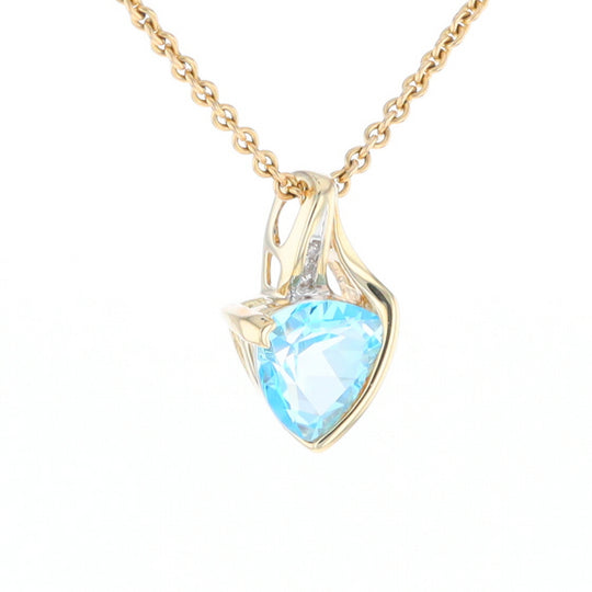 Trillion Blue Topaz Diamond Pendant