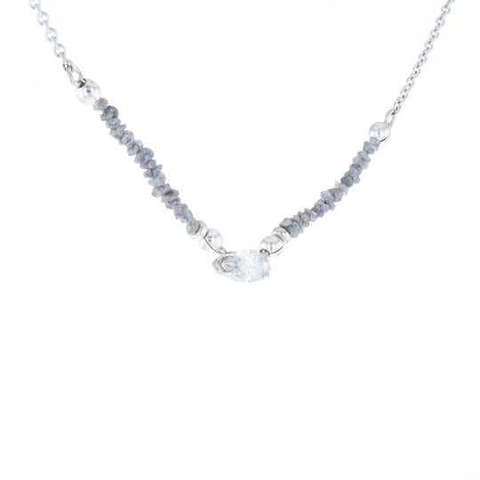 Marquise Diamond Necklace with Rough Diamond Beads