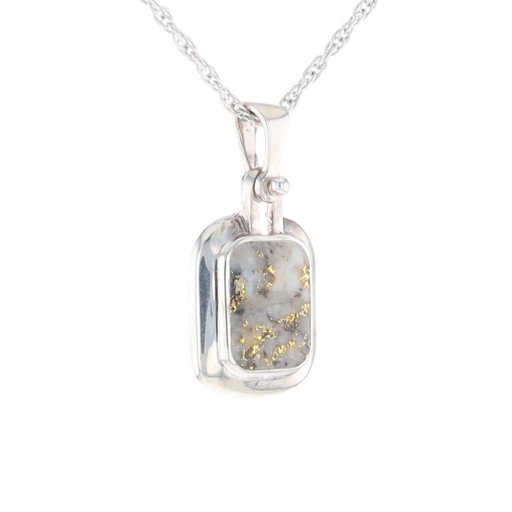 Gold Quartz Rounded Rectangle Pendant