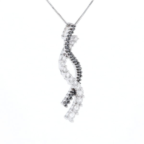 Ribbon Necklace With Black and White Diamonds