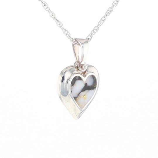 Sterling Silver Gold Quartz Inlaid Heart Pendant - G3