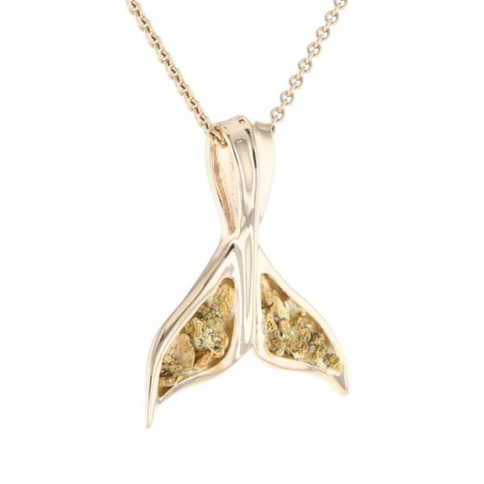 Whale Tail Natural Gold Nuggets Inlaid Pendant XL