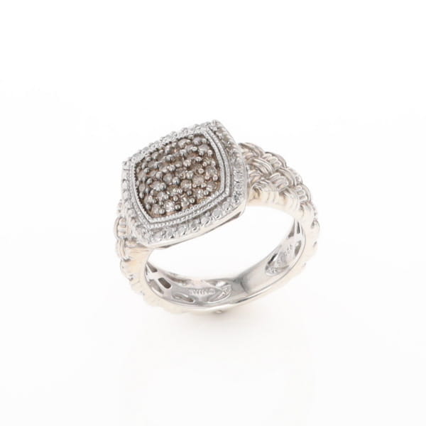 Champaign Diamond Square Braided Cluster Band