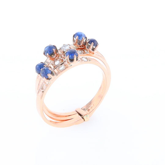 Vintage Sapphire and Diamond Stacked Trio Ring