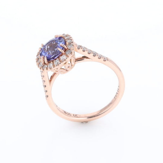 Rose Gold Tanzanite Halo Ring