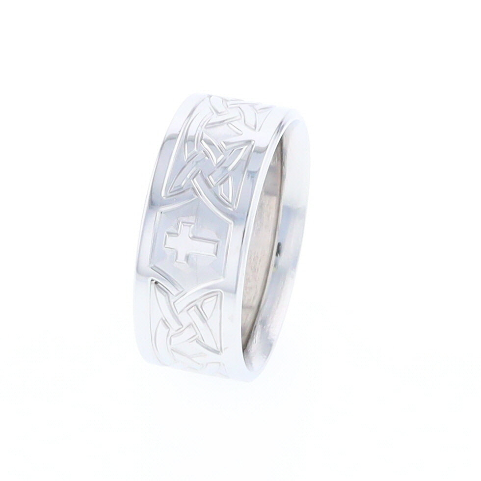 Cobalt Cross and Celtic Design Men's Ring