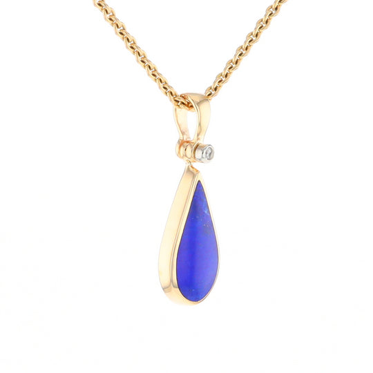 Lapis Tear Drop Inlaid .02Ct Diamond Pendant