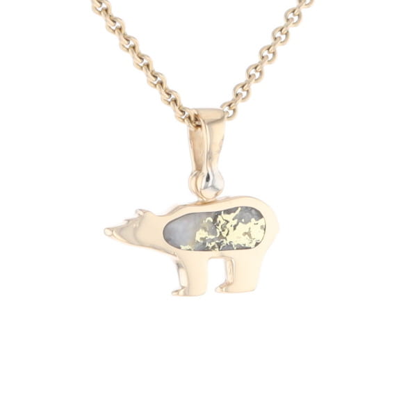 Gold Quartz Inlaid Polar Bear Pendant