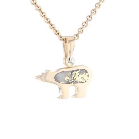 Gold Quartz Inlaid Polar Bear Pendant
