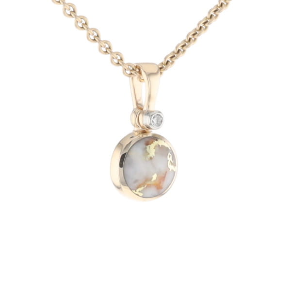 Round Gold Quartz Inlaid Pendant