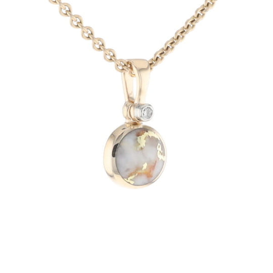 Round Gold Quartz Inlaid Pendant