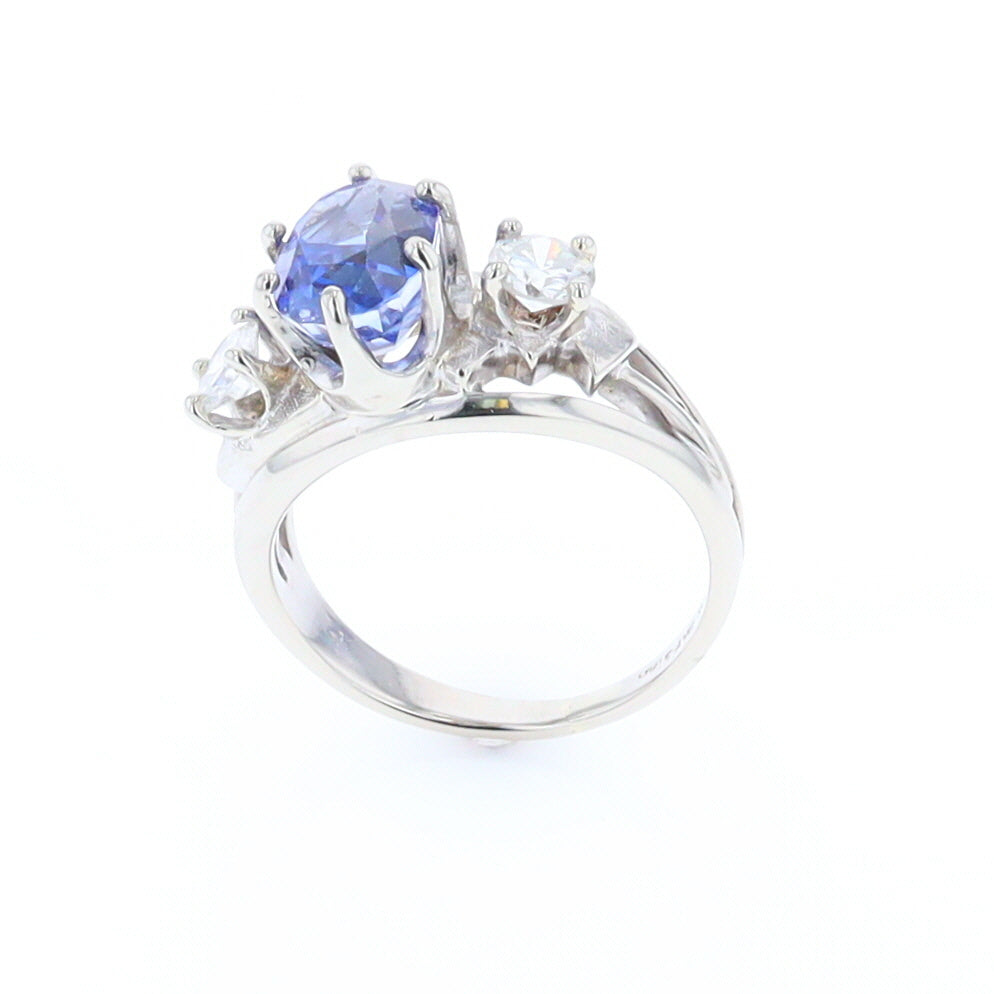 Oval Sapphire Ring with Diamond Side Accents