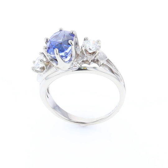 Oval Sapphire Ring with Diamond Side Accents