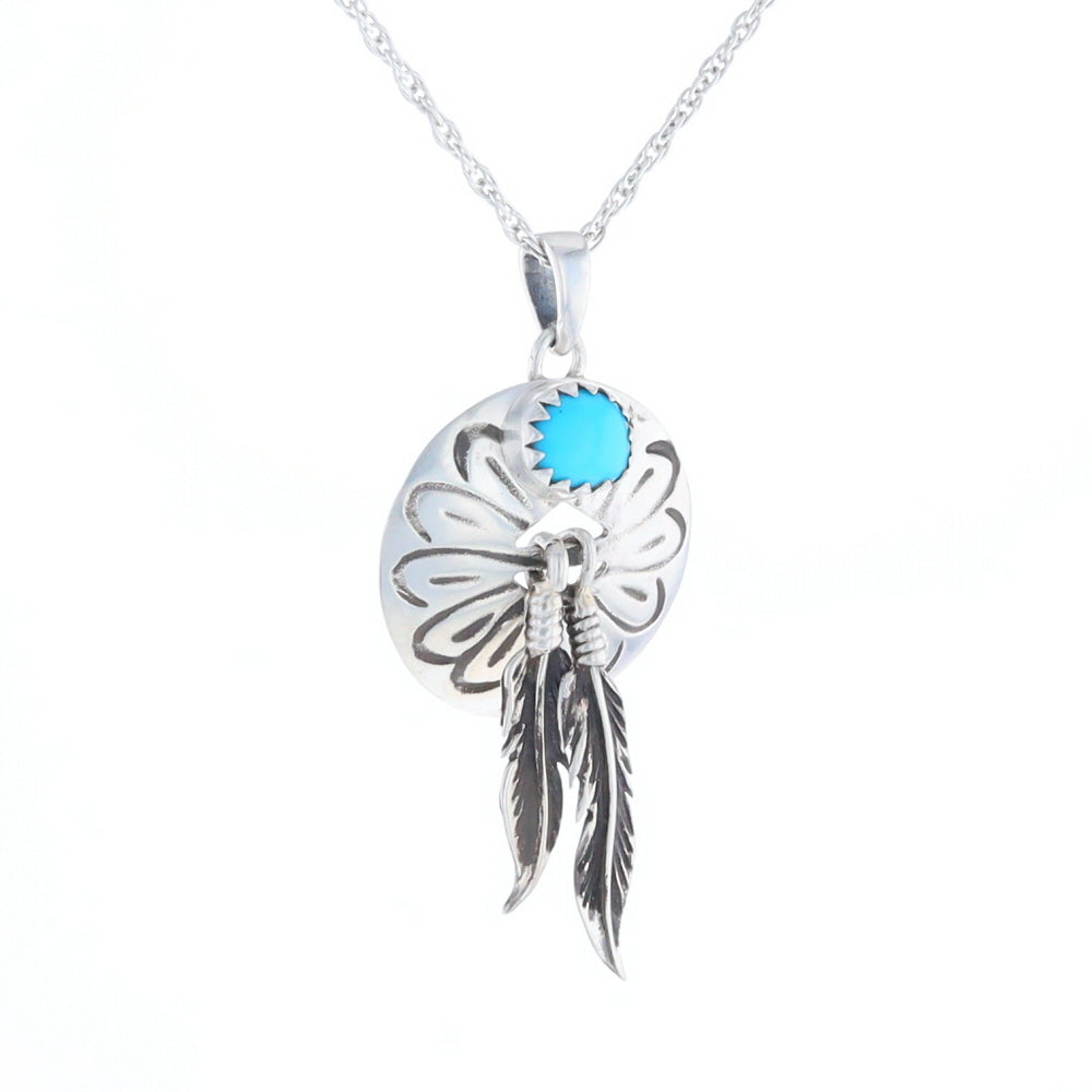 Turquoise Dream Catcher Feather Pendant