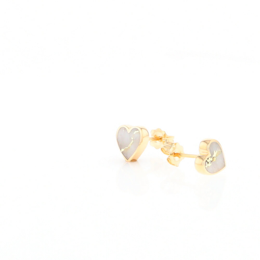 Gold Quartz Heart Stud Earrings - G2