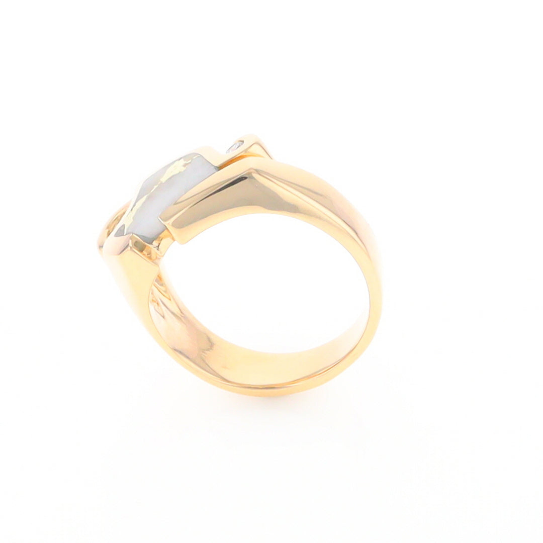 Gold Quartz Ring Geometric Shape Inlaid with 0.30ctw Round Diamonds