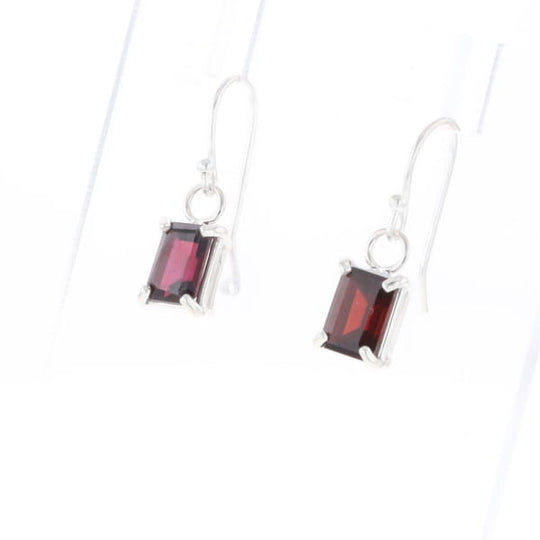 Emerald Cut Garnet Earrings