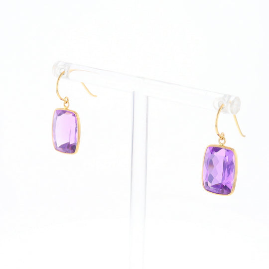 Solitaire Amethyst Dangle Earrings