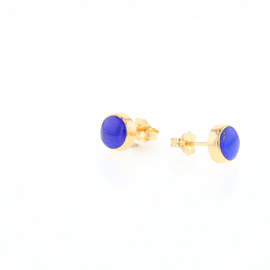 Lapis 6mm Round Inlaid Earrings