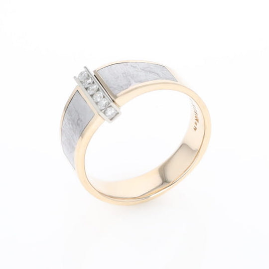 Meteorite Ring Double Sided Inlaid with .19ctw Round Diamonds