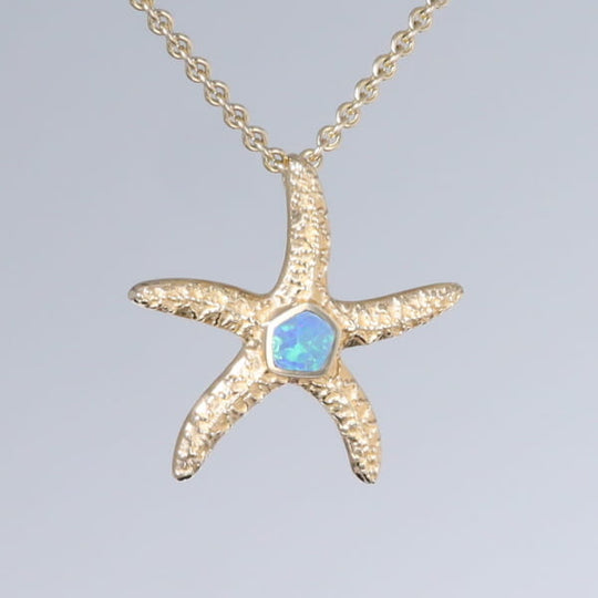 Opal Pendant Inlaid Realistic Star Fish Sea Life Design