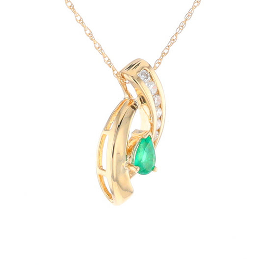 Pear Shaped Emerald Ribbon Pendant