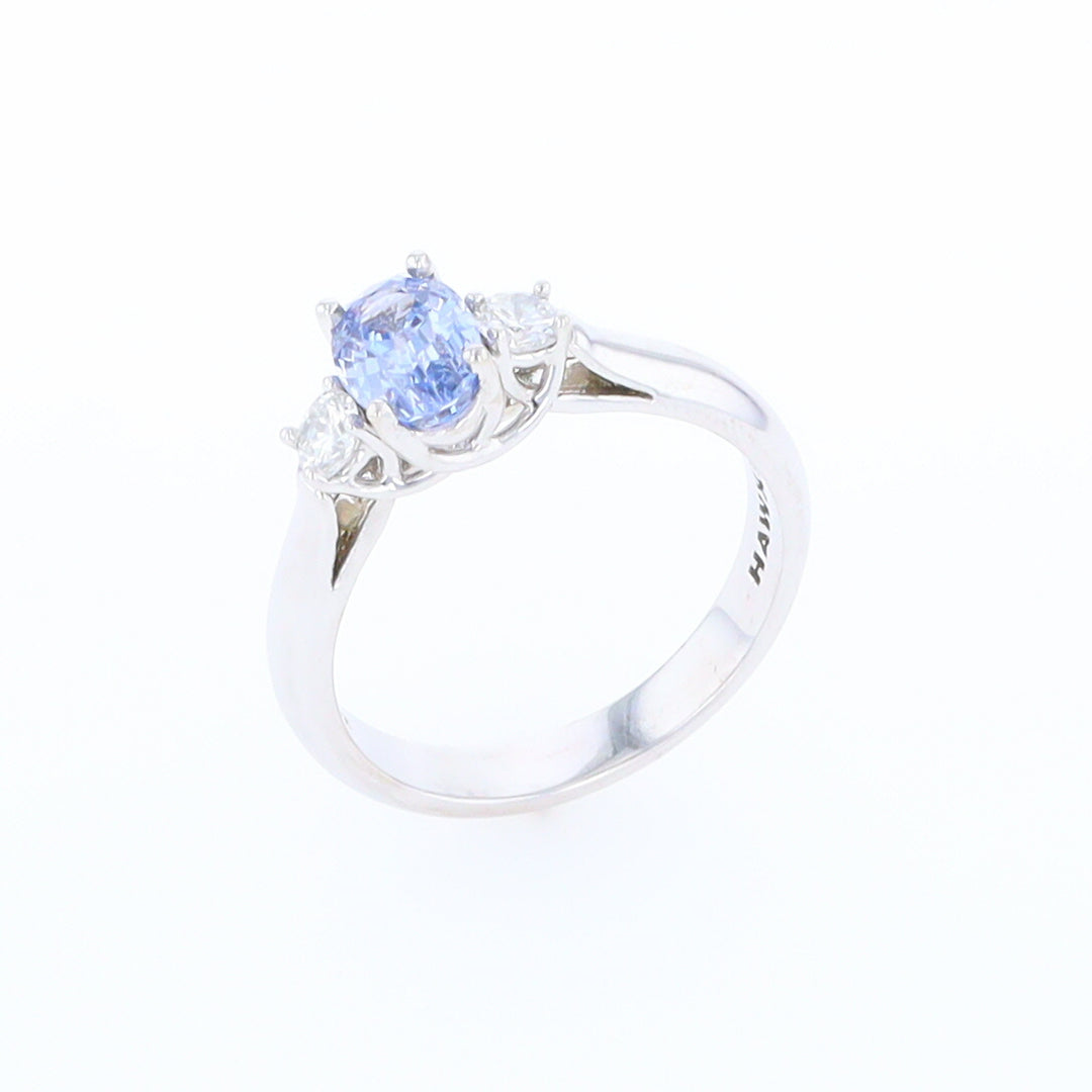 Ceylon Sapphire Three-Stone Trellis Ring