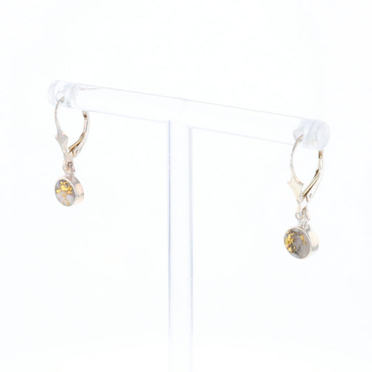 Gold Quartz Inlaid Round Bezel Earrings