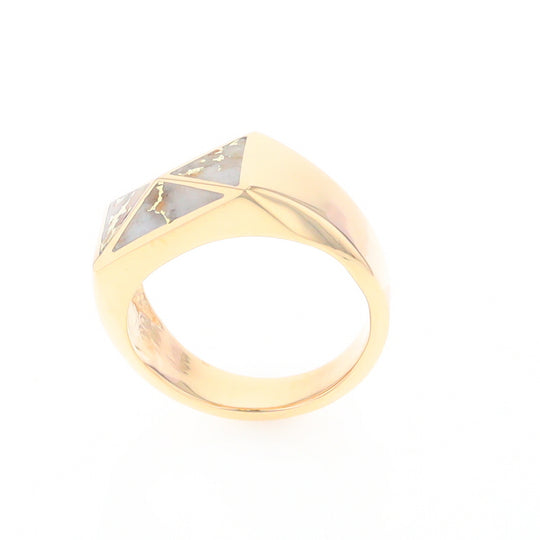 Four Section Gold Quartz Inlaid Men's Ring G2