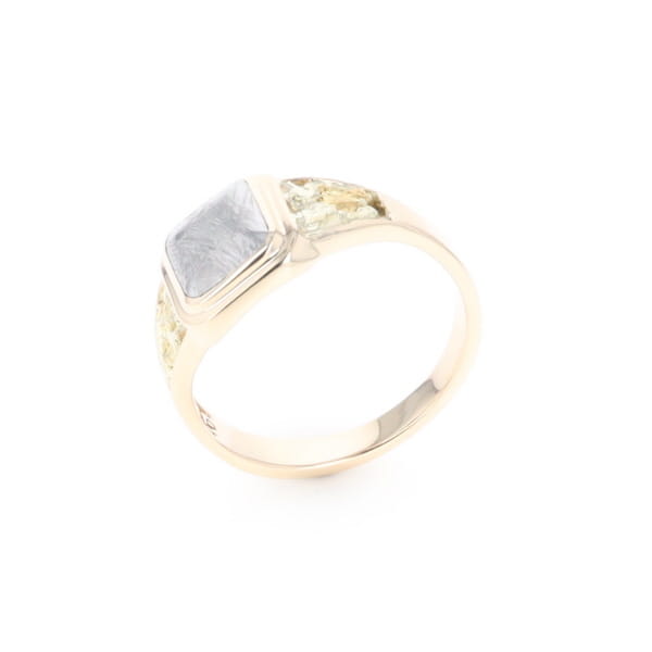 Meteorite & Gold Nugget Ring