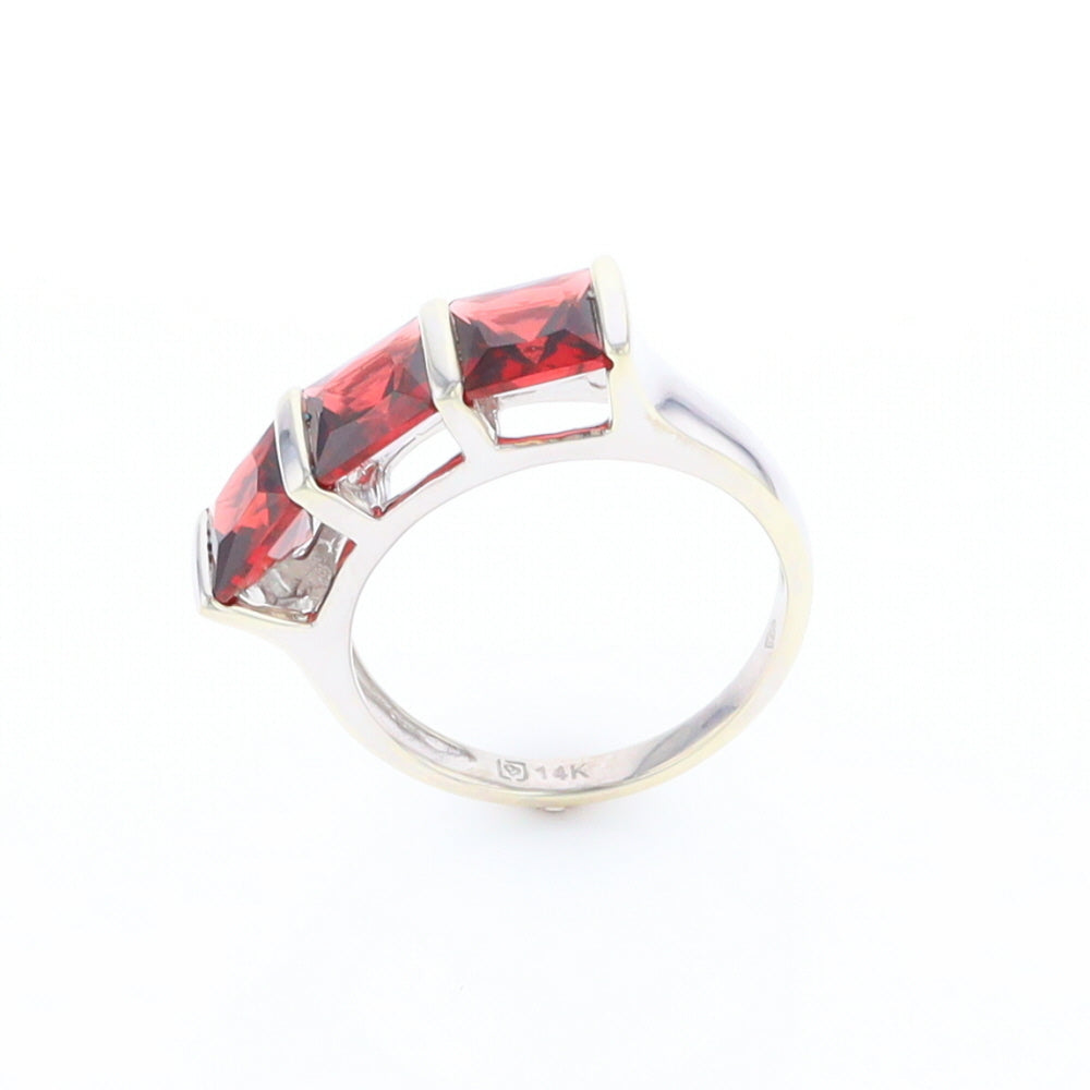 Three Square Garnet Ring