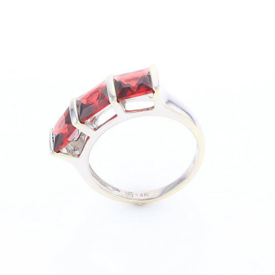 Three Square Garnet Ring