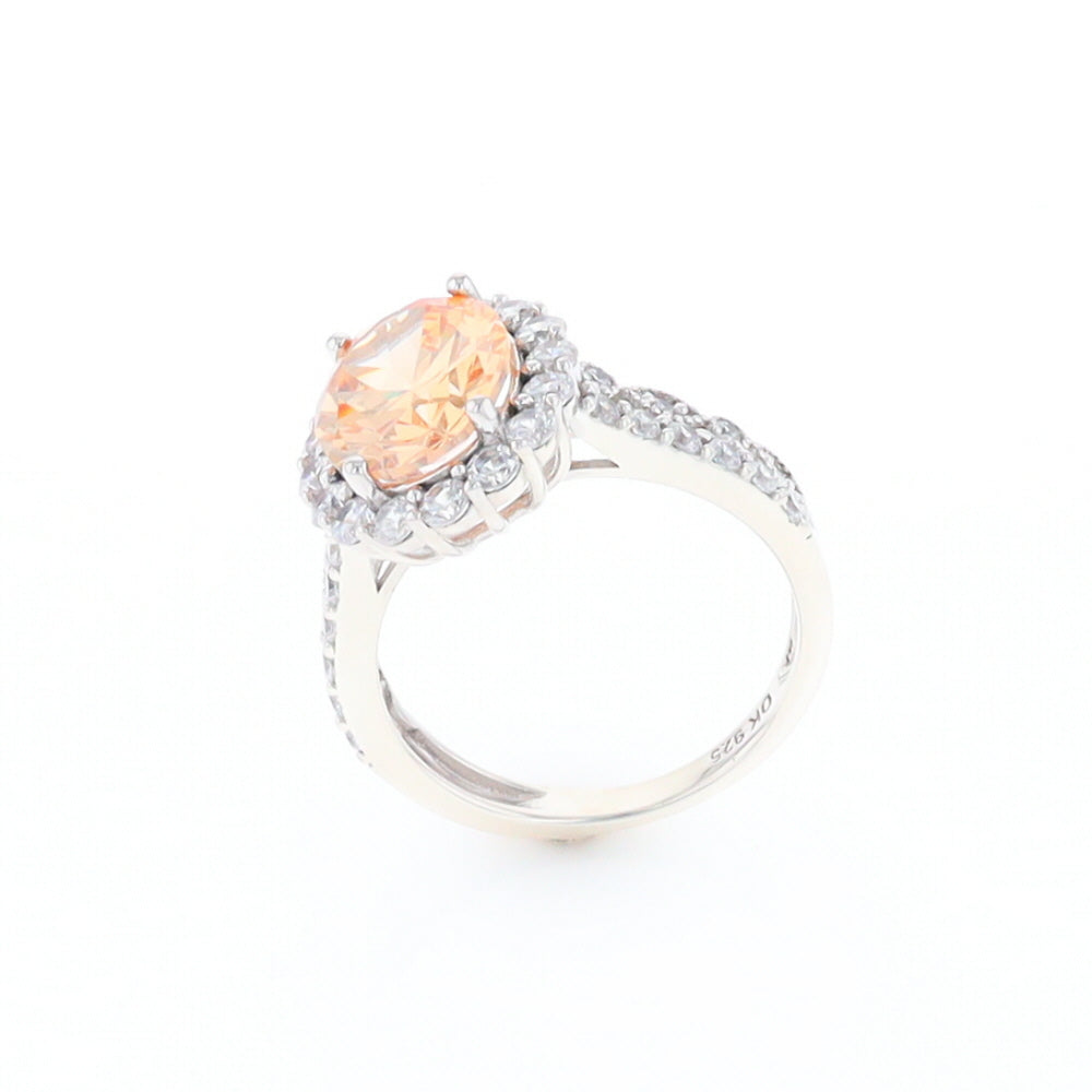 Peach Imitation Topaz Halo Ring