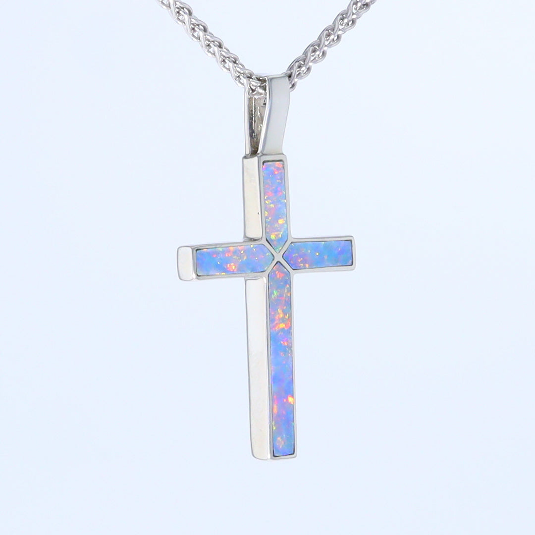 Opal Pendant 4 Section Inlaid Cross