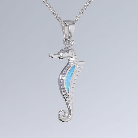 Opal Pendant Inlaid Realistic Sea Horse Design