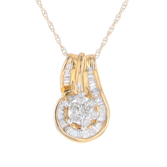 Gold Slide and Flower Diamond Pendant