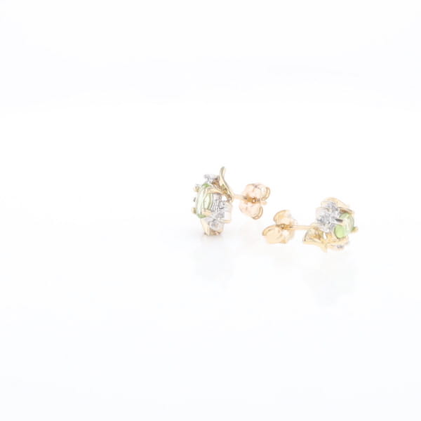 Bypass Peridot and Diamond Stud Earrings