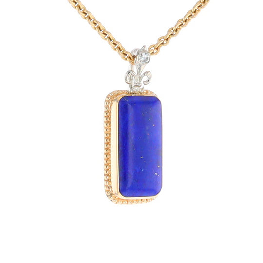 Lapis Milgrain Rectangle Pendant