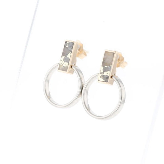 Gold Quartz Rectangle Inlaid Knocker Earrings - G2