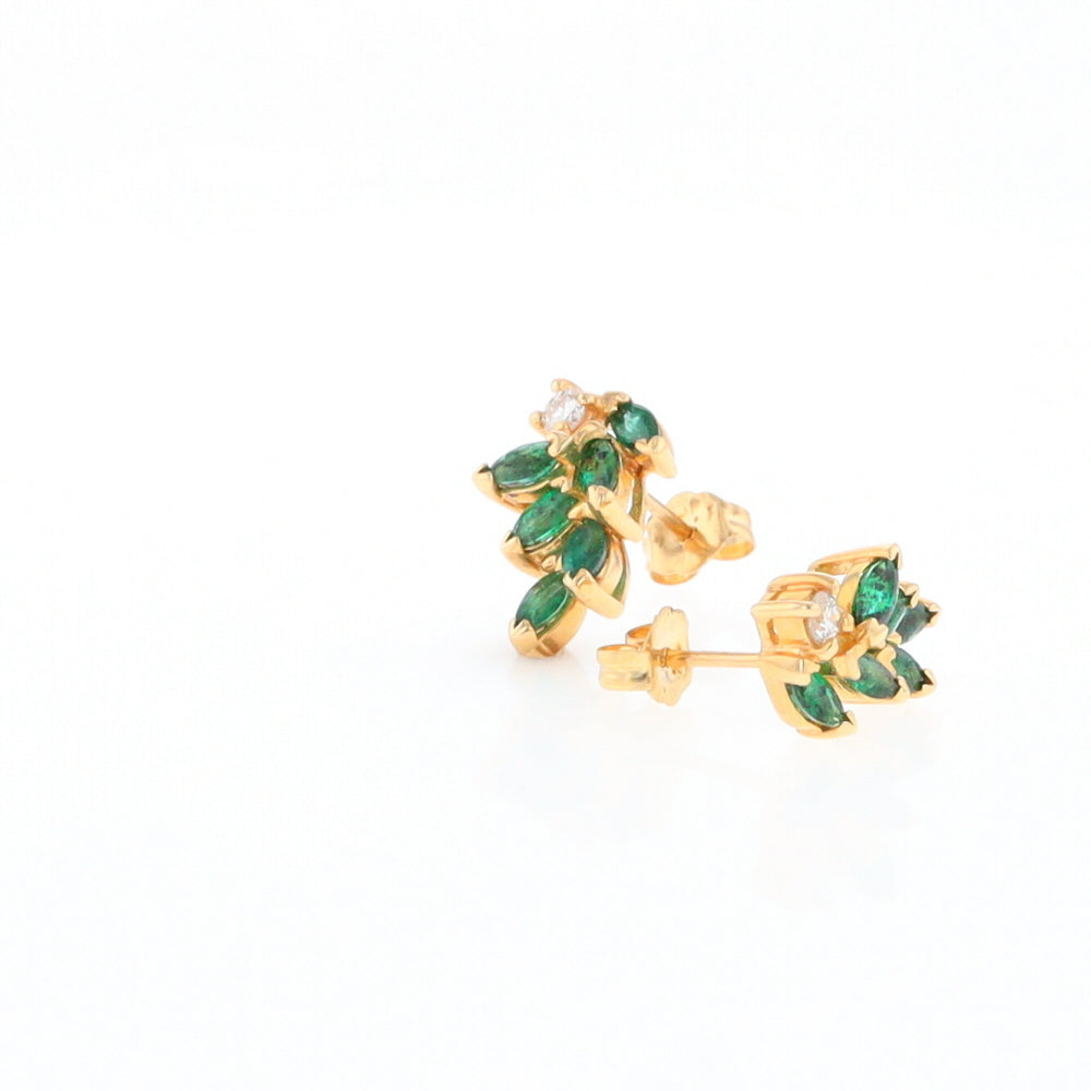 Marquise Emerald Cluster Stud Earrings