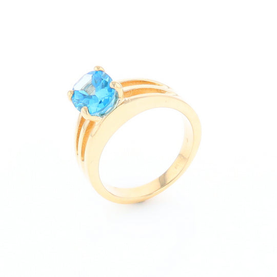 Split Shank Oval Blue Topaz Ring