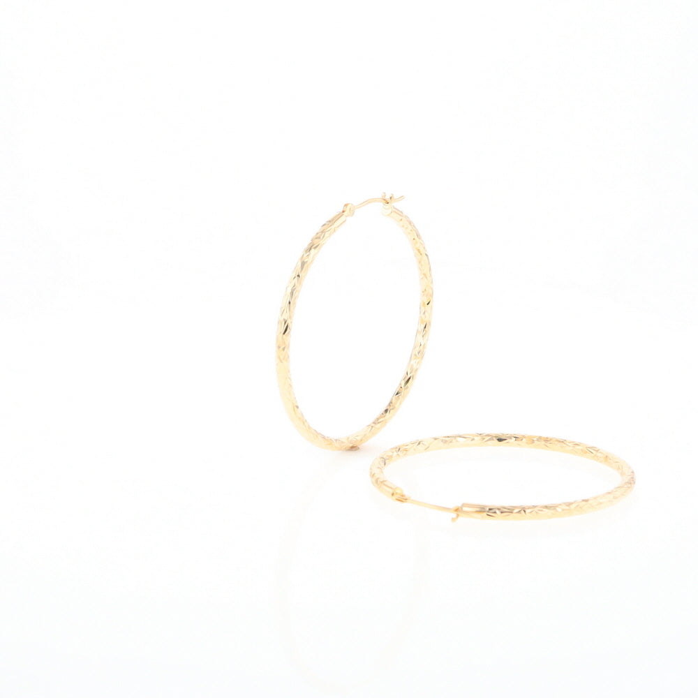 Textured Hollow Diamond Cut Hoop Earrings