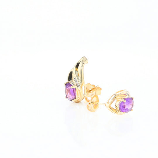 Amethyst and Diamond Pear Shaped Earrings