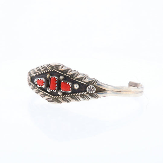 Sterling Silver Coral Cuff Bracelet