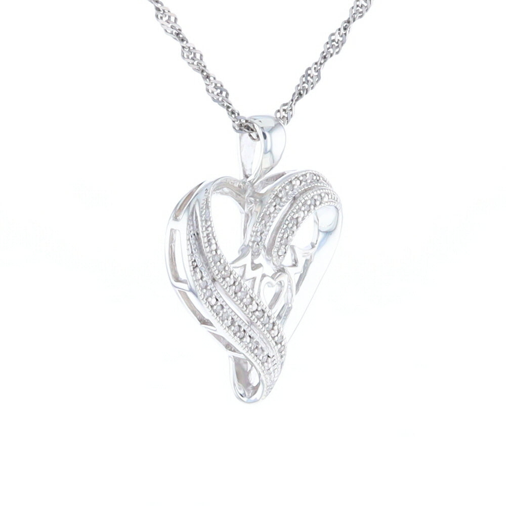 "MOM" Diamond Heart Pendant