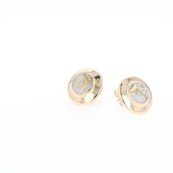 Superior Quality Gold Quartz Inlaid Circle Stud Earrings